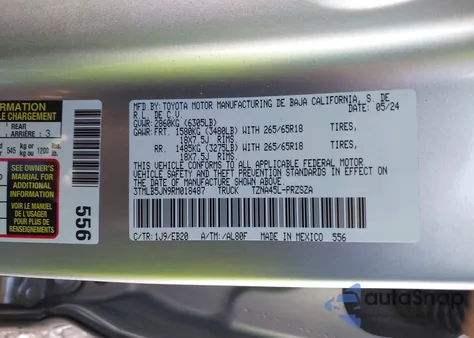 2024 Toyota Tacoma Limited from USA, damaged, VIN 3TMLB5JN9RM018487